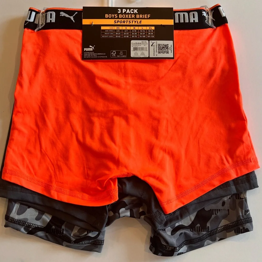 Puma Boys L 12-14, 3 pack boxer brief active stretch, tag free comfort